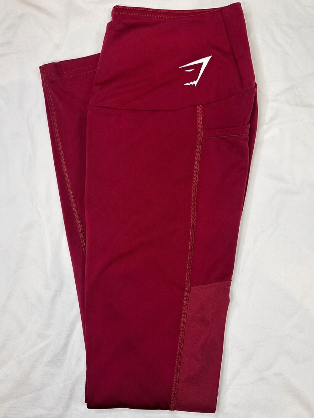 Gymshark Maroon High Waisted Pocket Mesh Leggings Size M 26” Inseam